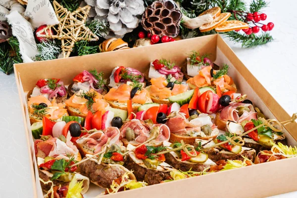 Christmas Appetizers Box — Stock Photo, Image