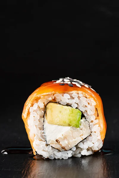 Sushi Černém Pozadí — Stock fotografie