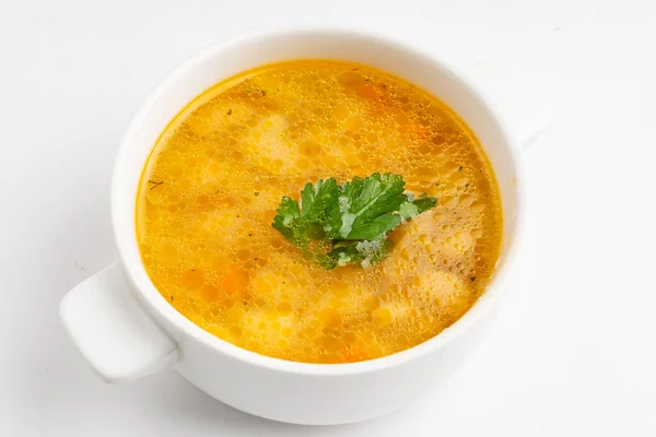 Sup Lezat Pada Latar Belakang Putih — Stok Foto