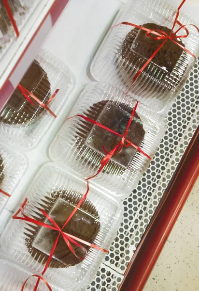 packed chocolate pies in shop