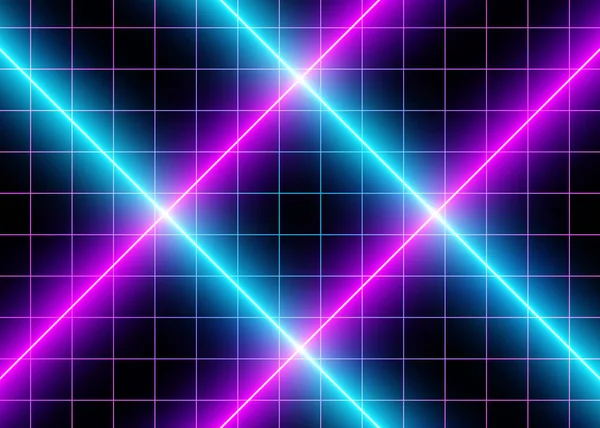 3D Neon cyberspace blauw en Violet lichten — Stockvector