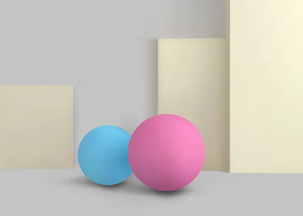Forma astratta di sfere e scatole — Vettoriale Stock