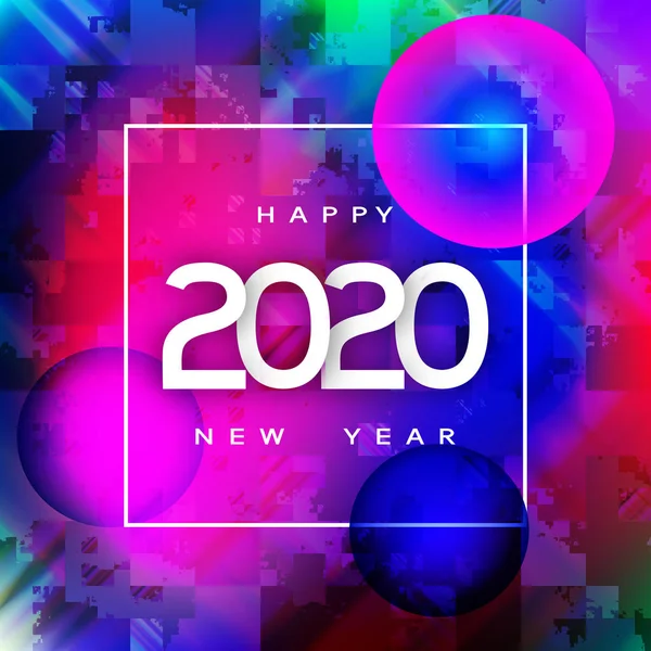 Happy New Year 2020 Cyberspace Background. — Stock Vector