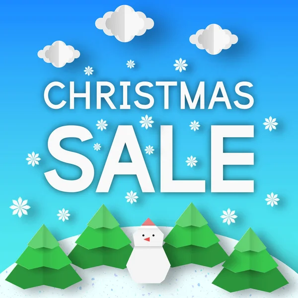 Christmas Sale Banner Xmas Rebate Template Paper Landscape Holiday Offer — Stock Vector