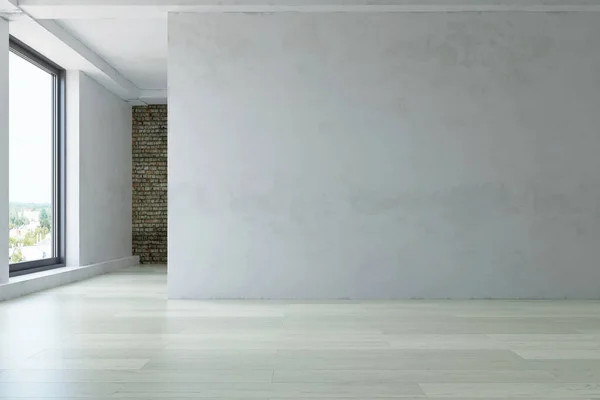 Eski Beyaz Alçı Duvarlı Boş Çişleri Odası Basit Salon Minimalist — Stok fotoğraf