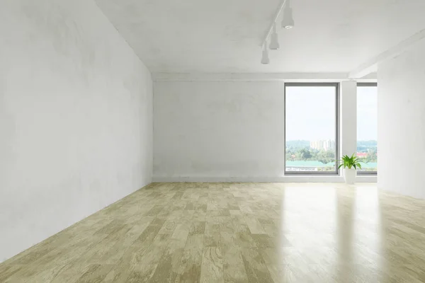 Lege Binnenkamer Zonder Mensen Met Oude Witte Gipsplaat Muur Panoramische — Stockfoto