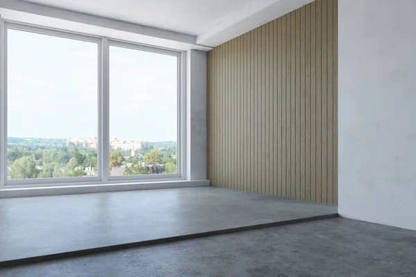 Interior Room Window Concrete Floor Simple Apartment Minimalistic Modern Decor — Stock Photo, Image