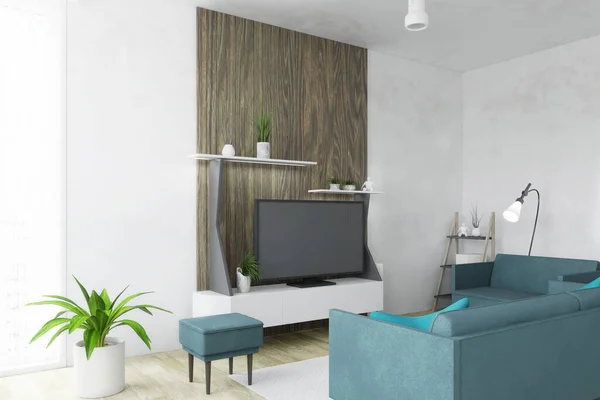 Luminoso Appartamento Soggiorno Con Mobili Stile Luogo Accogliente Rilassarsi Con — Foto Stock