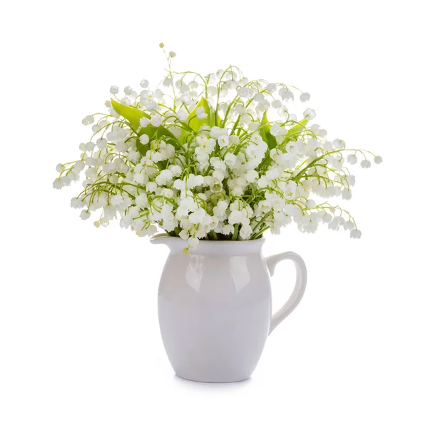 Lilies Valley Porcelain Vase Isolated White Background — Stock Photo, Image