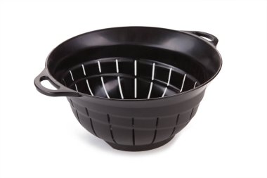 Beyaz arka plan üzerinde izole plastik siyah kesik(çökelti).