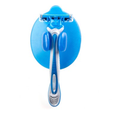 tıraş makinesi plastik tutucu beyaz arka plan üzerinde izole.