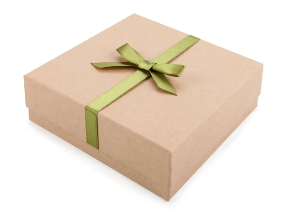 Коробка Подарком Картона Изолированы Белом Фоне — стоковое фото
