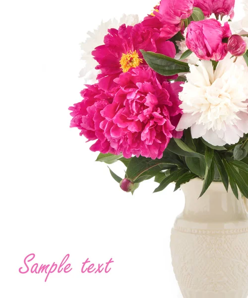 Bouquet of pink peonies on a white background