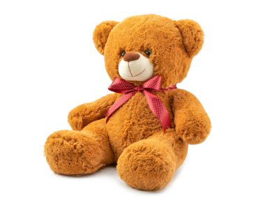 Oyuncak ayı beyaz arka planda izole edilmiş.