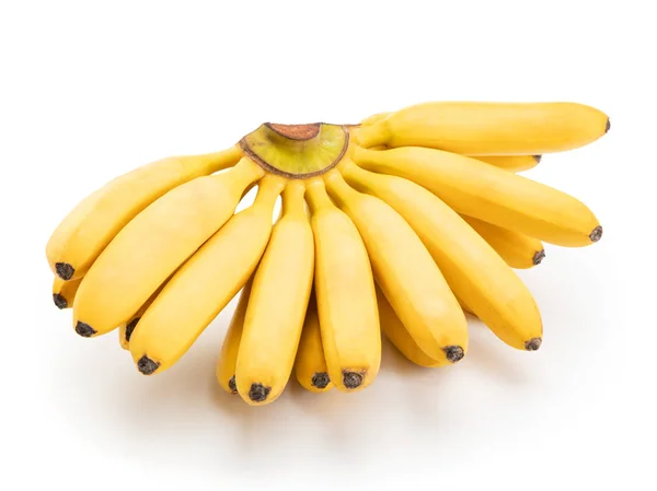 Gäng bananer isolerade på vit bakgrund. Platt lekmanna, top view — Stockfoto