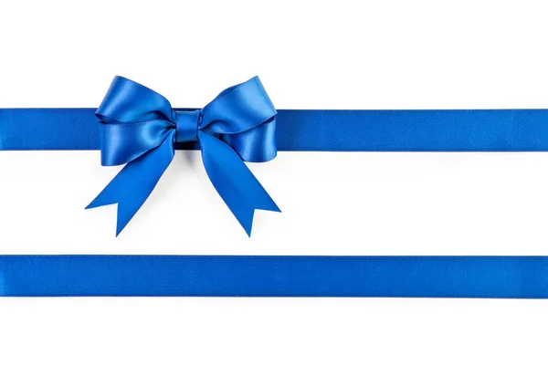 Blue bow and ribbon isolated on white background. — Stock Photo, Image