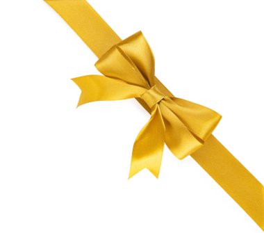 Beyaz arka plan üzerinde izole yay ile altın şerit