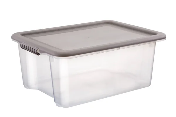 Transparent Plastic Storage Containers White Background — Stock Photo, Image