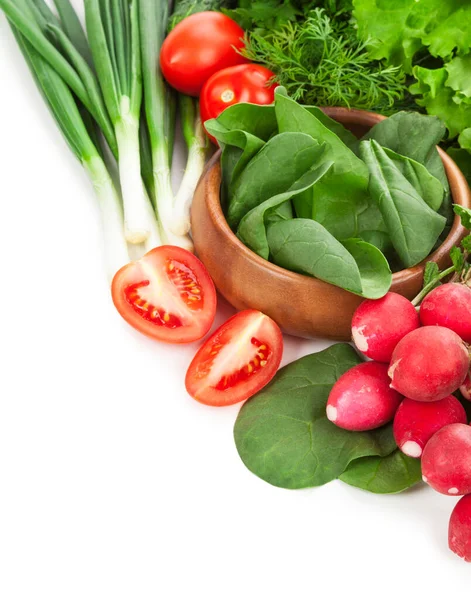 Špenát Jarní Zelenina Izolované Bílém Pozadí — Stock fotografie