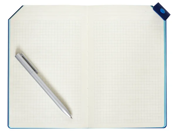 Kladblok Pen Geïsoleerd Een Witte Achtergrond Bovenaanzicht — Stockfoto