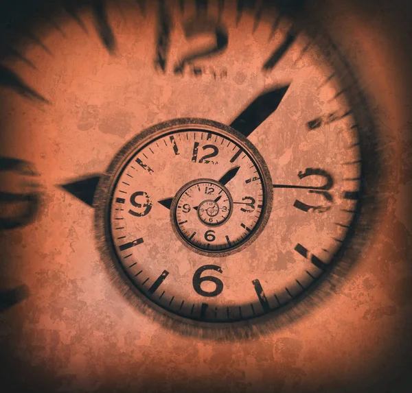 抽象的なスパイラル時計背景 ねじれた時間 インフィニティ — ストック写真