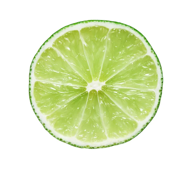 Φέτα Ένα Lime Που Απομονώνονται Λευκό Διαδρομή Αποκοπής — Φωτογραφία Αρχείου