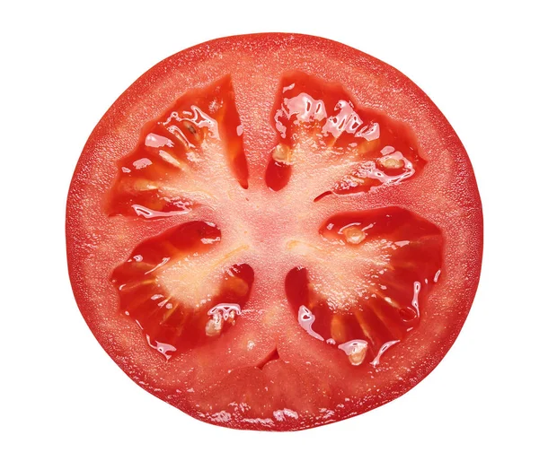 Fatia Tomate Isolado Branco Com Caminho Recorte — Fotografia de Stock
