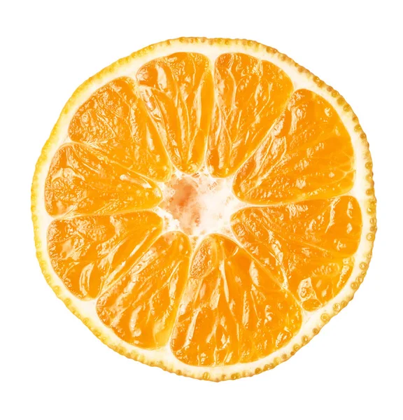 Mandarin Frukt Skiva Isolerad Vit Med Urklippsbana — Stockfoto