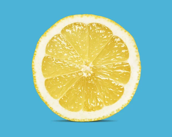 Slice Lemon Isolated Blue Background Vitamin — Stock Photo, Image