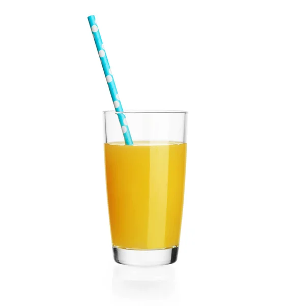 Glas Frische Orangensaft Isoliert Auf Weiß Mit Clipping Pfad — Stockfoto