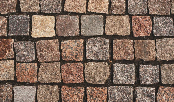 Oude Granieten Bestrating Achtergrond Retro Cobblestoned Weg Textuur — Stockfoto