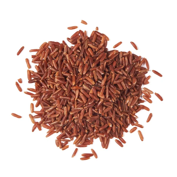 Beyaz Arkaplanda Izole Edilmiş Kırmızı Pirinç Yığını — Stok fotoğraf