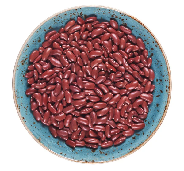 Uncooked Red Beans Plate Isolated Clipping Path Top View — Stock Photo, Image