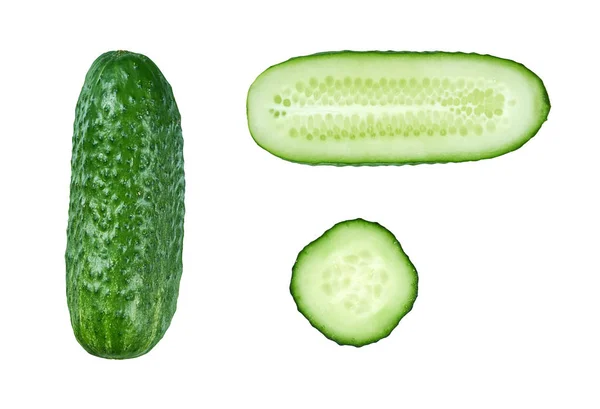 Fresh Green Cucumber Isolated White Background — Stock Photo, Image
