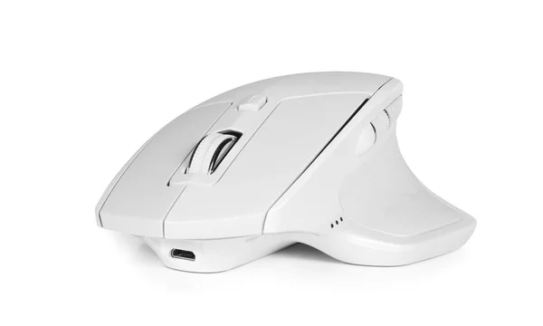 Mouse Computador Ergonômico Sem Fio Moderno Isolado Fundo Branco Com — Fotografia de Stock