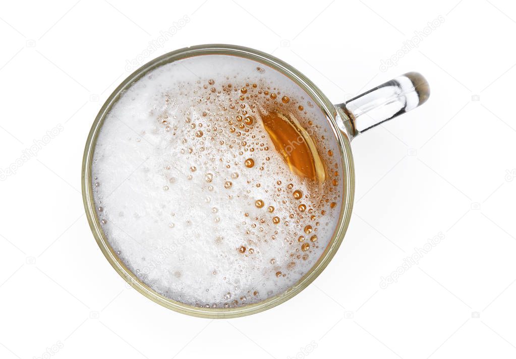 beer jug isolated on white background. Top view with clipping path