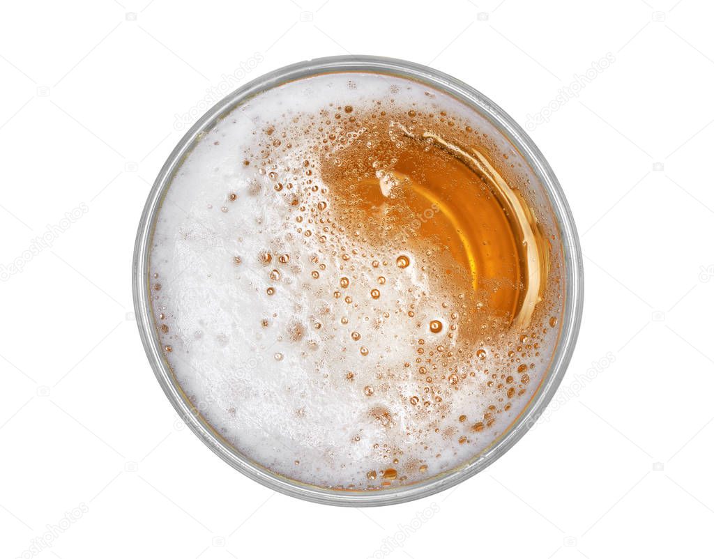 beer jug isolated on white background. Top view with clipping path