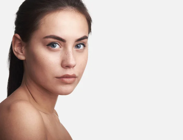 Skönhet Kvinna Face Porträtt Vackra Spa Modell Tjej Med Perfekta — Stockfoto