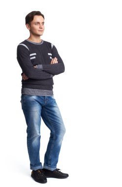 Beyaz bir genç adamın tam uzunlukta atış