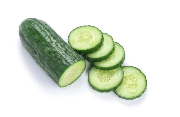 Fresh chopped cucumber isolated on white — Stock Photo, Image