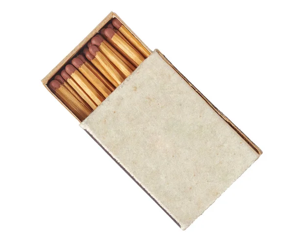 Velha caixa de fósforos isolada no fundo branco — Fotografia de Stock