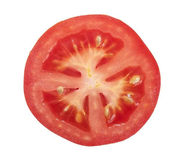 Tomatenscheibe isoliert auf weiß — Stockfoto