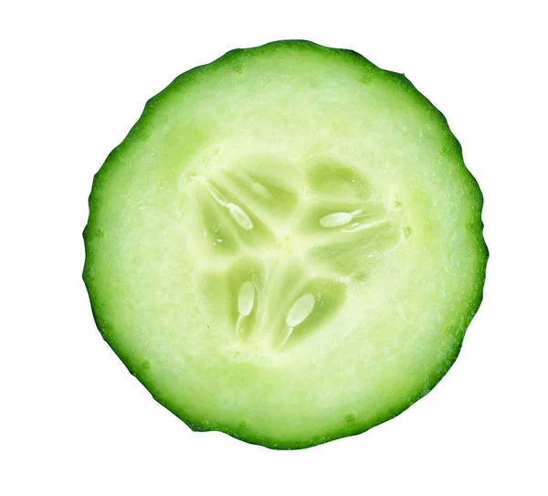 Fresh cucumber slice isolated on white with clipping path — Stock Photo, Image