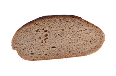 Bir çavdar ekmeği üst görünümü dilim. Beyaz üzerinde izole