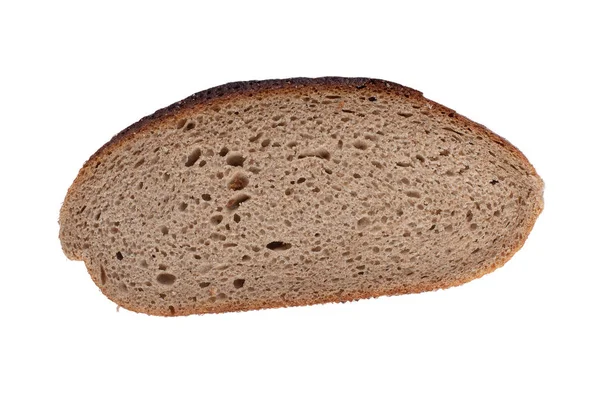 Slice of a rye bread top view. Isolated on a white — Stock Photo, Image