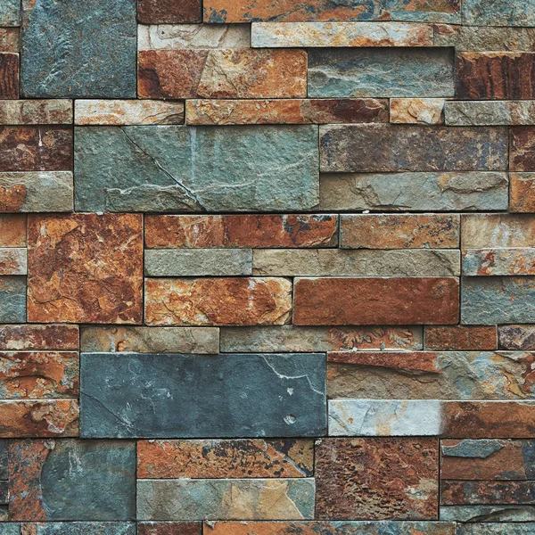 Stedelijke stenen muur achtergrond. Teal en oranje kleuren. — Stockfoto