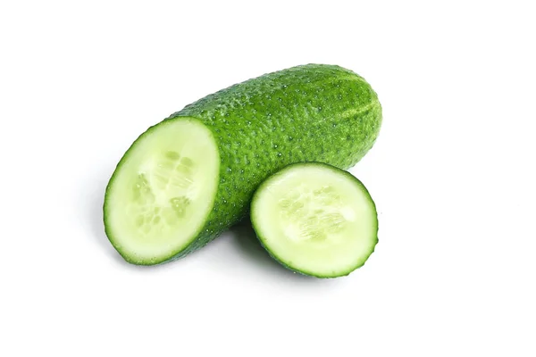 Sliced fresh cucumber, isolated on white — Stock Photo, Image