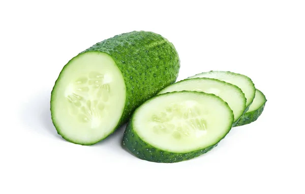 Fresh sliced cucumber isolated on a white background — Stock Photo, Image