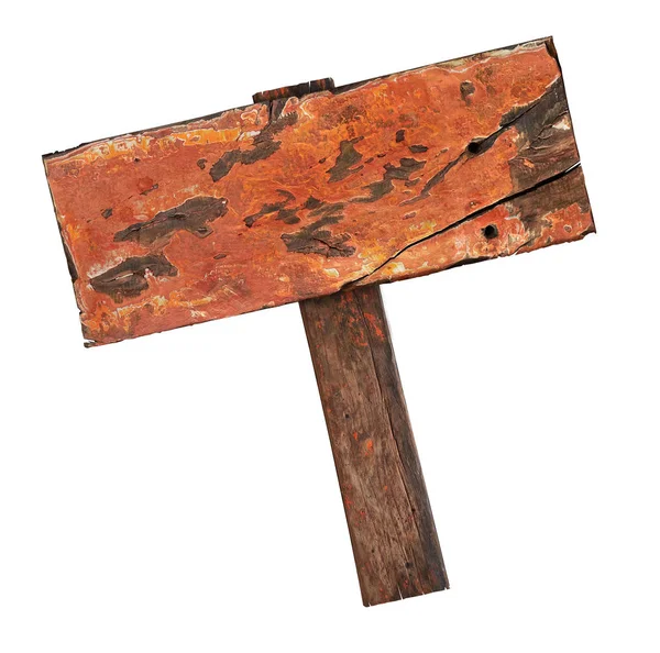 Old wooden sign isolated on white background — Stock Photo, Image