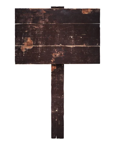 Old wooden sign on a stick with place for your text. isolated — 스톡 사진